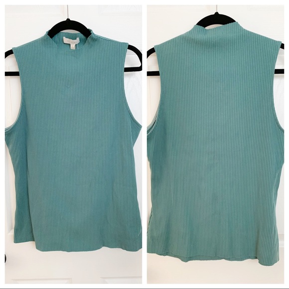 Anthropologie Teal Ribbed Tank Top - Picture 5 of 5